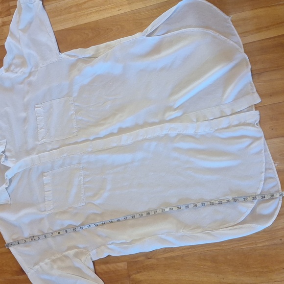 Zara Viscose White Long Sleeve Shirt Dress Size XL - Picture 12 of 12